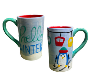 Winter Garden Skiing Penguin Mug