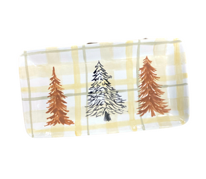 Winter Garden Pines And Plaid Platter