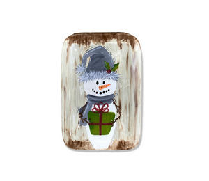 Winter Garden Rustic Snowman Platter