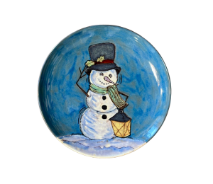 Winter Garden Rustic Glazed Snowman